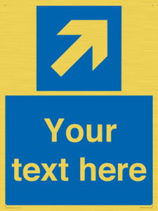 Custom Mandatory directional sign, blue arrow up and right